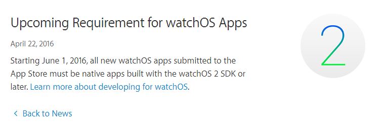 Apple Watch - Impact sur les applications WINDEV Mobile 21 de l'obligation Apple d'utiliser le SDK watchOS 2 à partir du premier juin 2016 ?