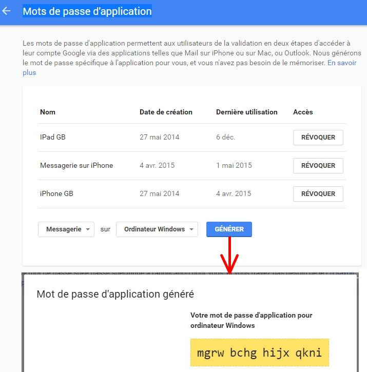 Quel mot de passe utiliser pour l'ouverture d'une session mail IMAP vers un compte GMail/Google protégé par l'authentification en deux étapes ?