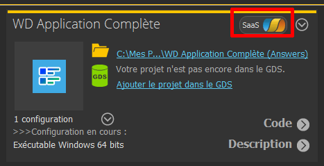 Nouveau mode "SaaS" disponible pour les projets à partir de la version 2025 "Update 1".