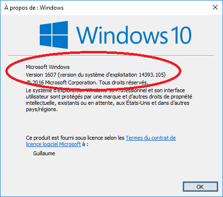 Station de développement passée sous Windows 10 "Anniversary update" (redstone), mise à jour recommandée...